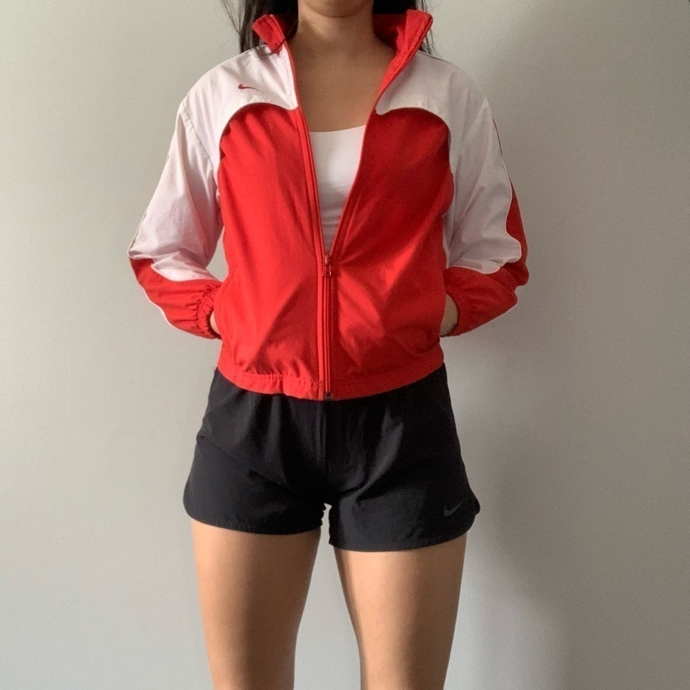 Nike jacket youth size MED red  and white
